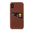 Decoded cover til iPhone X bagside cover i mørke brun læder med kreditkortholder